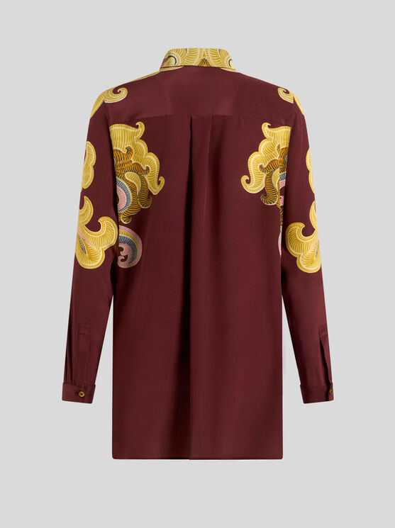 Shop Etro Printed Silk Shirt In Burgundy