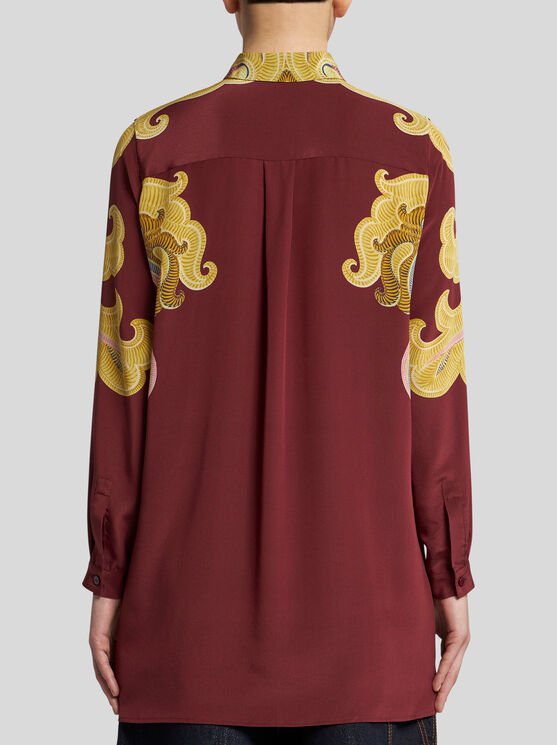 Shop Etro Printed Silk Shirt In Burgundy