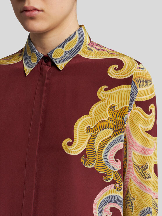 Shop Etro Printed Silk Shirt In Burgundy