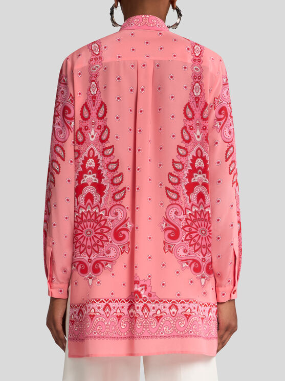 Etro Printed Button-up Silk Shirt In Pink