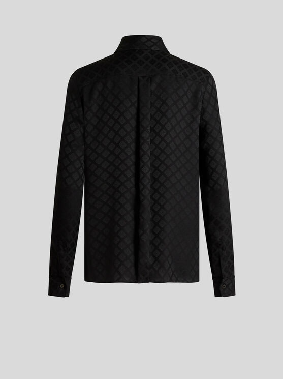 Shop Etro Jacquard Scarf-collar Shirt In Black