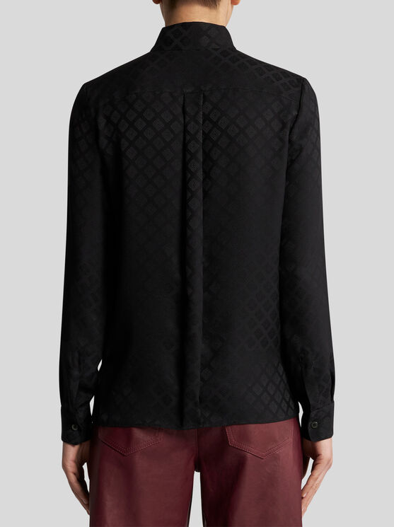 Shop Etro Jacquard Scarf-collar Shirt In Black