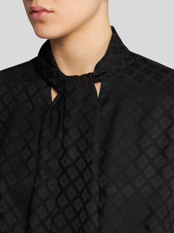 Shop Etro Jacquard Scarf-collar Shirt In Black