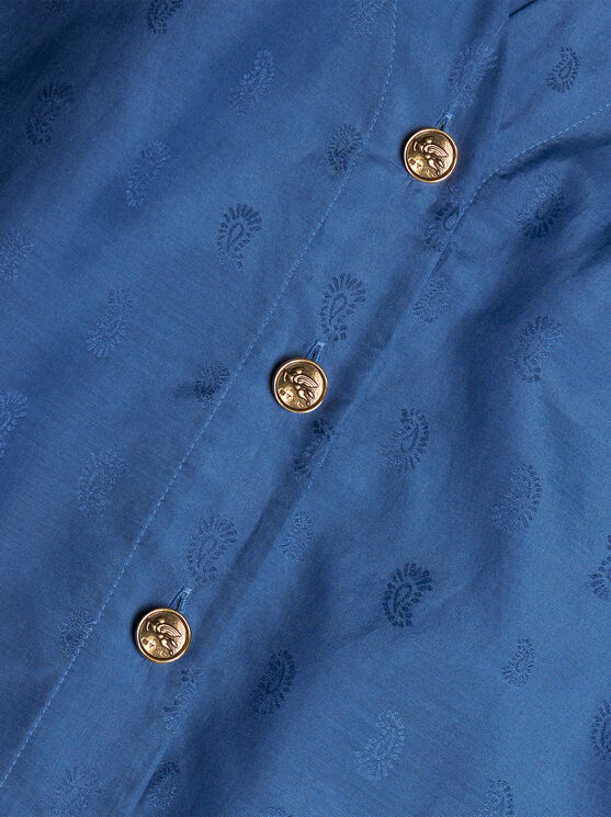 Shop Etro Jacquard Shirt With Pegaso Buttons In Navy Blue