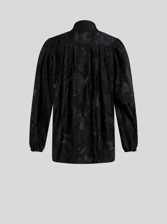 Etro , Fil Coupé Chiffon Shirt, Woman, Black, Size 48 In Schwarz