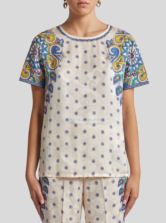 Etro All-over Print T-shirt In Weiss