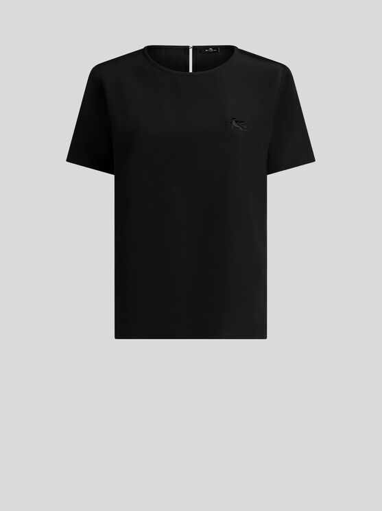 Shop Etro Crepe De Chine T-shirt In Black