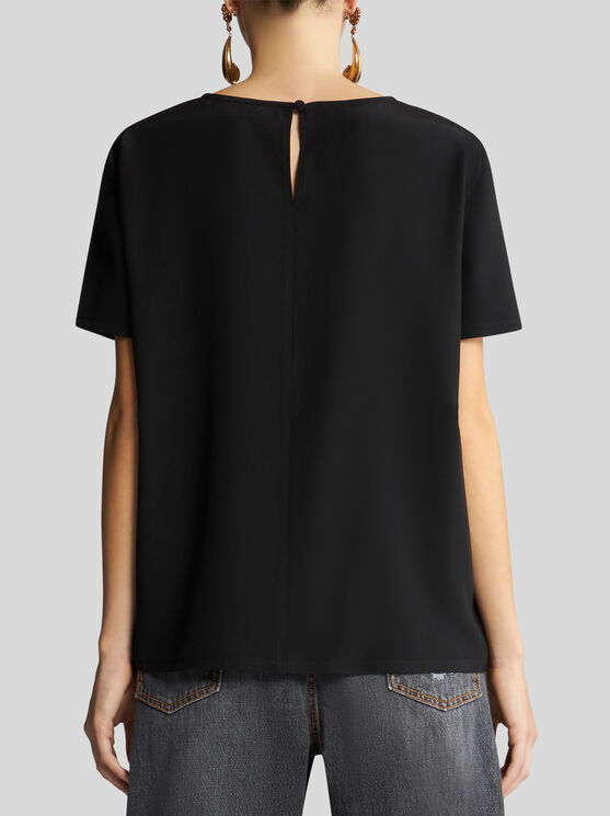 Shop Etro Crepe De Chine T-shirt In Black