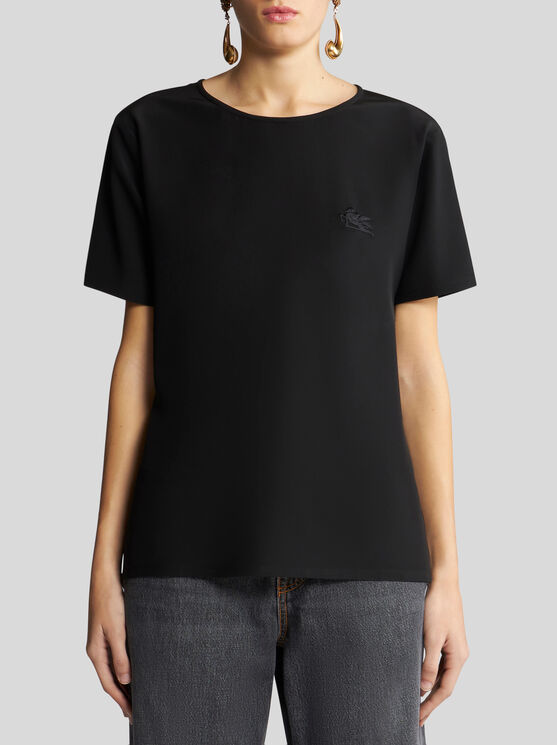 Shop Etro Crepe De Chine T-shirt In Black