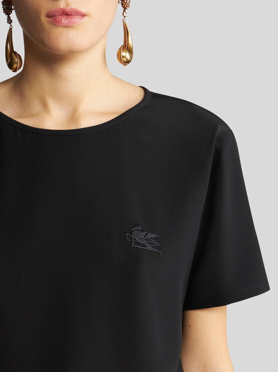 Shop Etro Crepe De Chine T-shirt In Black