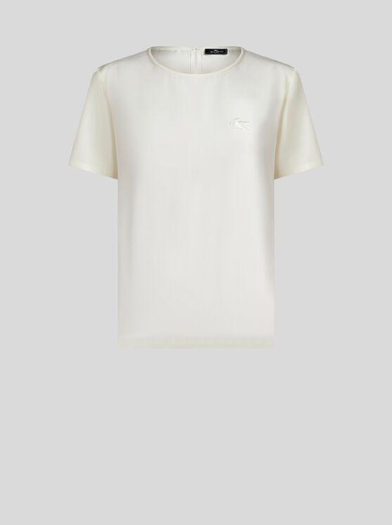 Shop Etro Crepe De Chine T-shirt In White