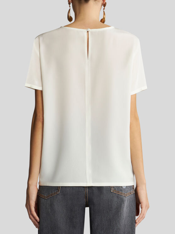 Shop Etro Crepe De Chine T-shirt In White