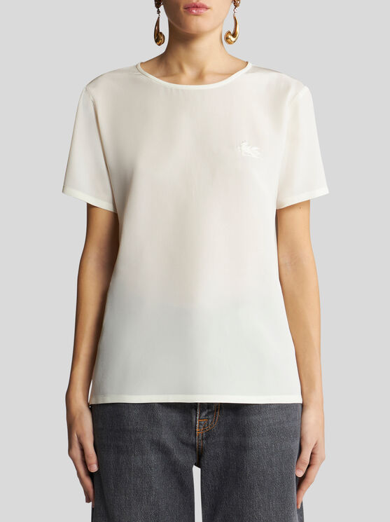 Shop Etro Crepe De Chine T-shirt In White