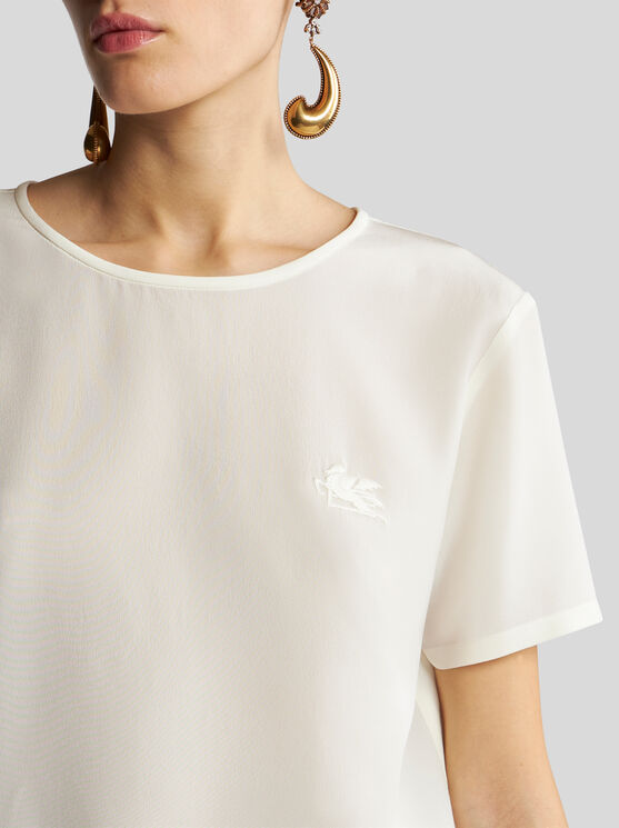 Shop Etro Crepe De Chine T-shirt In White