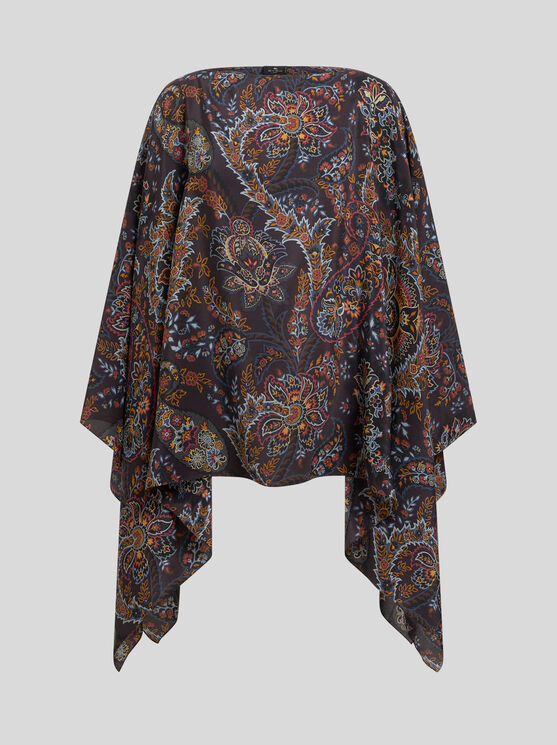 ETRO PRINTED SILK PONCHO 