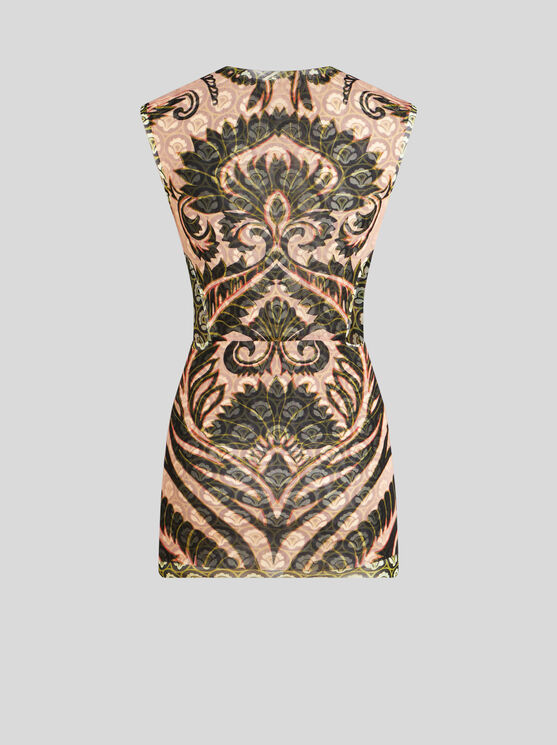 Shop Etro Printed Tulle Top In Pink