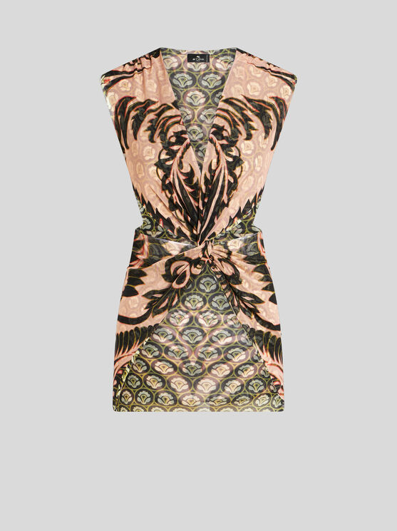 Shop Etro Printed Tulle Top In Pink