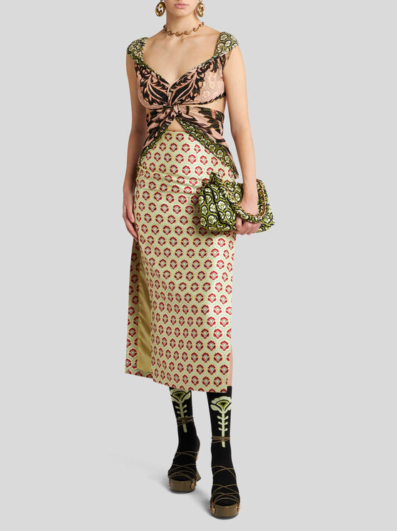 Shop Etro Printed Tulle Top In Pink
