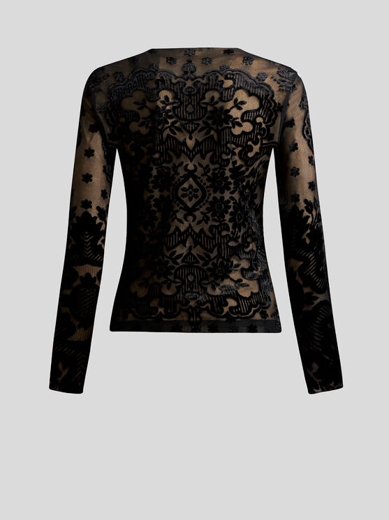 Shop Etro Tulle And Jacquard Velvet Top In Black