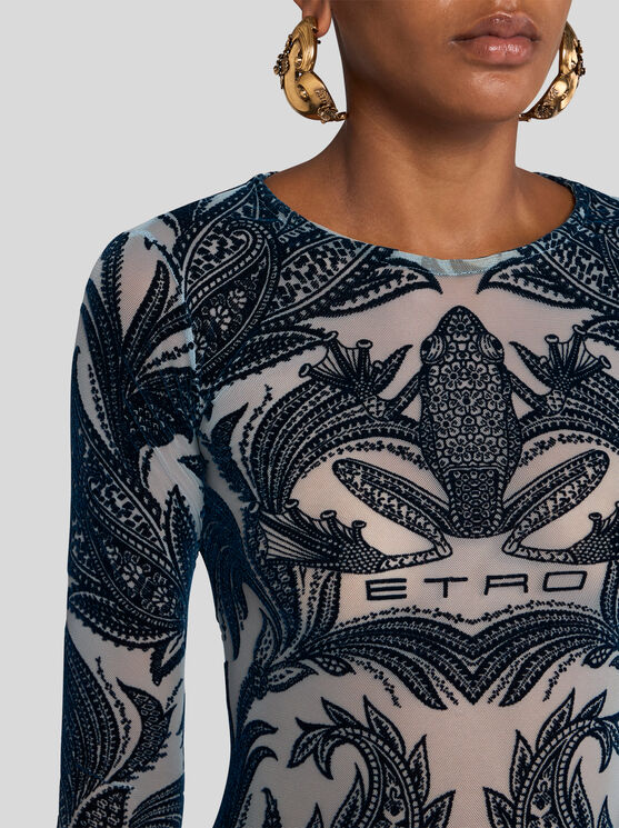 Etro Signature Print Long-sleeved Top In Light Blue