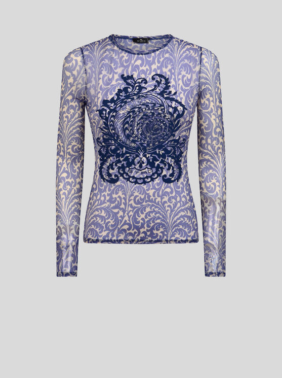 Etro Blue Top With Front Detail Snd Semi-transparent Design In Electric Blue