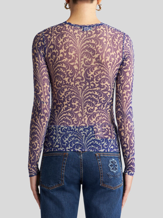 Etro Blue Top With Front Detail Snd Semi-transparent Design In Electric Blue