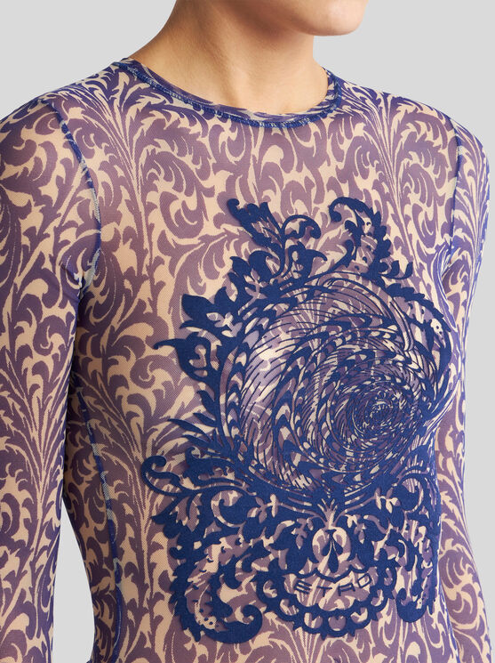 Etro Blue Top With Front Detail Snd Semi-transparent Design In Electric Blue
