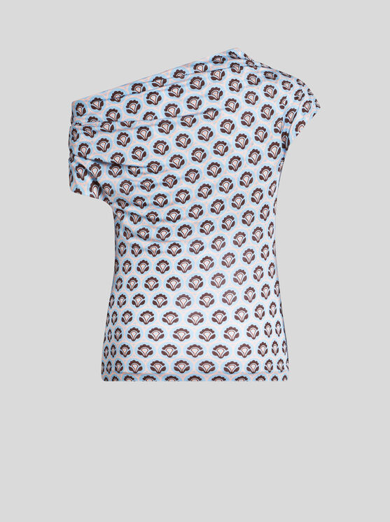 Shop Etro Top In Lightweight Jersey In Light Blue