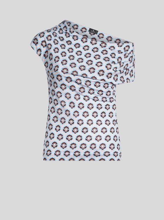 Shop Etro Top In Lightweight Jersey In Light Blue