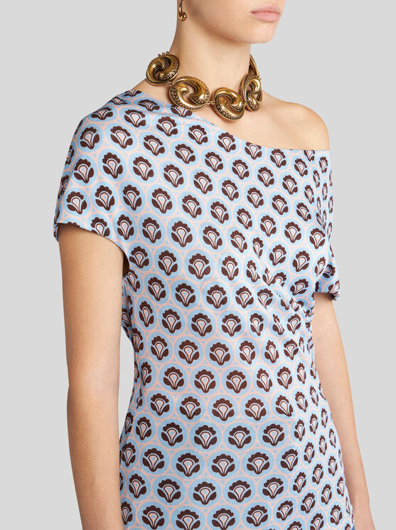 Shop Etro Top In Lightweight Jersey In Light Blue