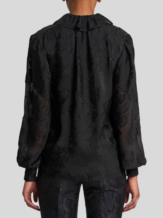 Shop Etro Jacquard Blouse In Black