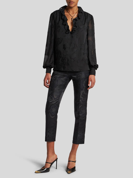 Shop Etro Jacquard Blouse In Black