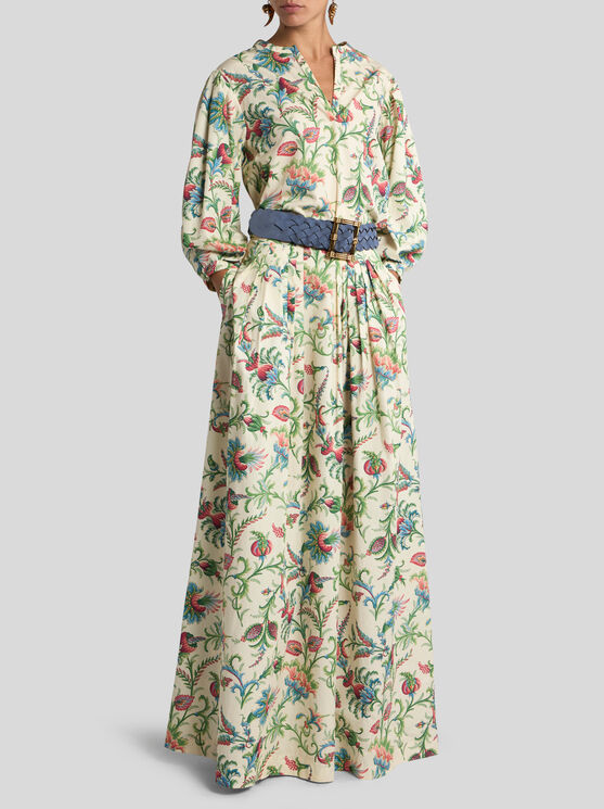 Etro , Cotton Blouse With Floral Motif, Woman, Cream, Size 48 In Multi