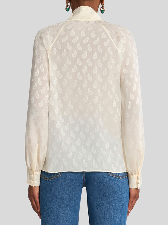 Etro Paisley-jacquard Silk Blouse In Beige