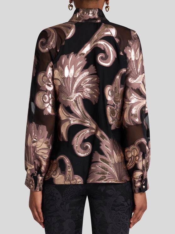Etro , Fil Coupé Jacquard Top, Woman, Pink, Size 46 In Rosa