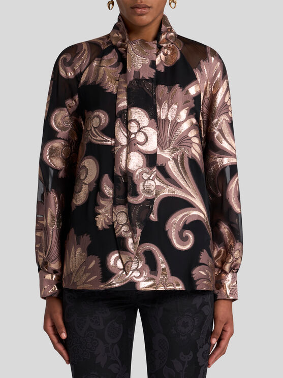 Etro , Fil Coupé Jacquard Top, Woman, Pink, Size 46 In Rosa