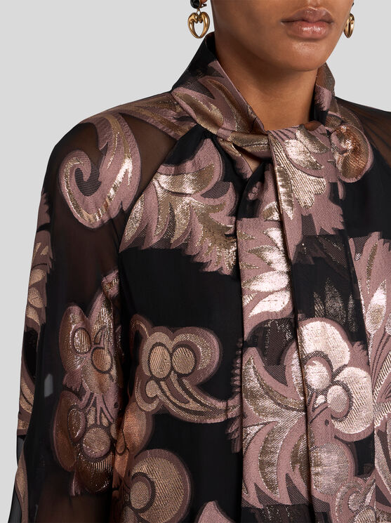 Etro , Fil Coupé Jacquard Top, Woman, Pink, Size 46 In Rosa
