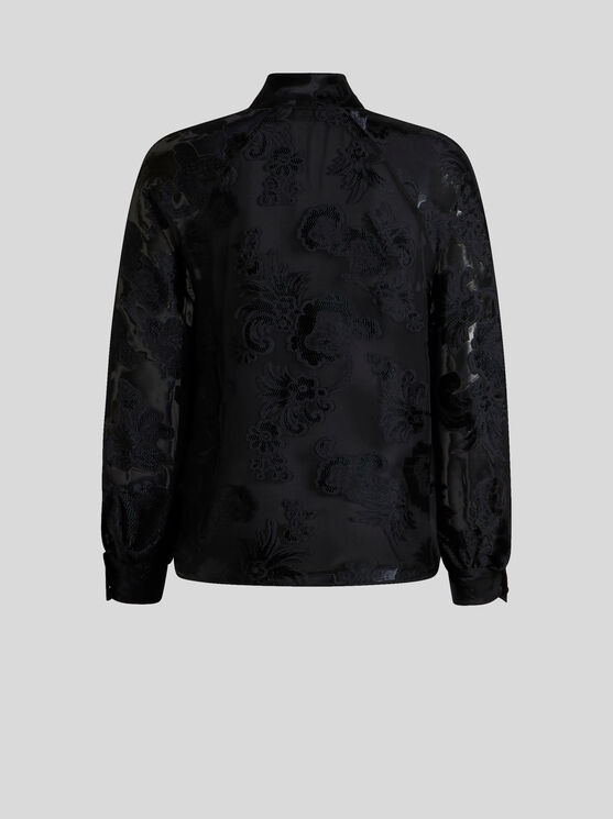 Etro , Fil Coupé Chiffon Shirt, Woman, Black, Size 48 In Black