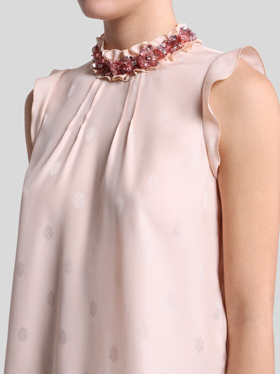 Etro Sleeveless Embellished Neck Blouse In Pink
