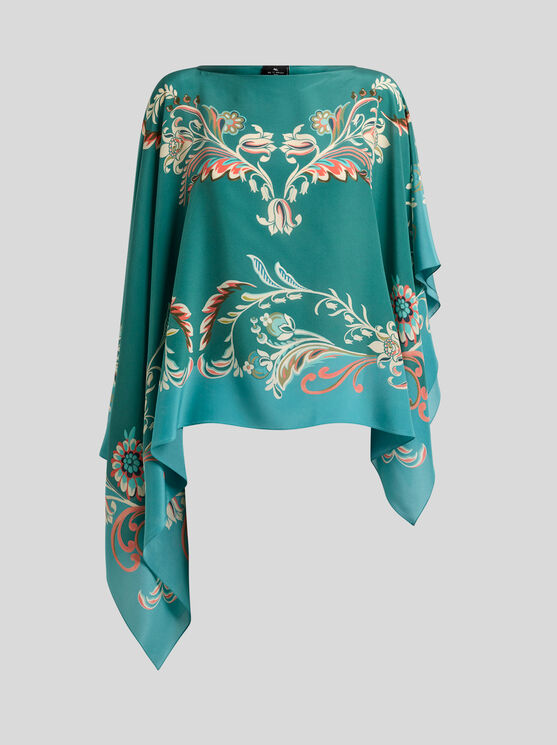 Etro Daffodil-motif Asymmetric Top In Green