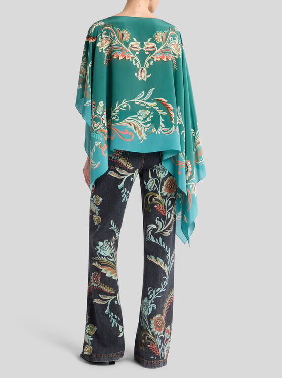 Etro Daffodil-motif Asymmetric Top In Green
