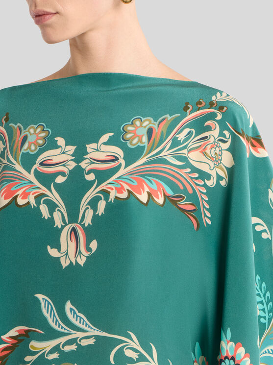 Etro Daffodil-motif Asymmetric Top In Green