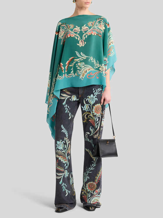 Etro Daffodil-motif Asymmetric Top In Green