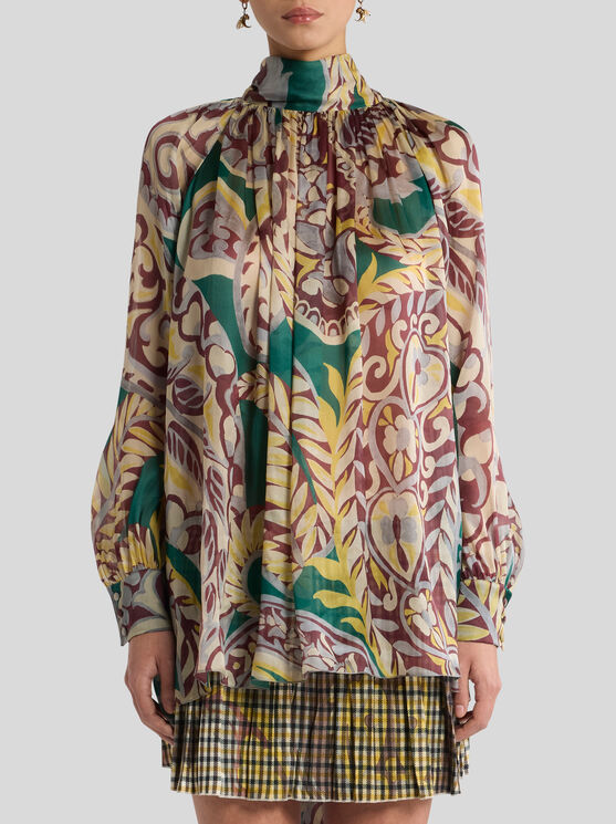 Etro Floral-print Turtleneck Blouse In Multi