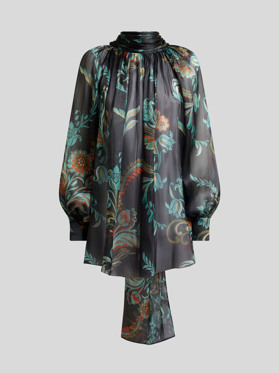 Etro Daffodil-motif High-neck Blouse In Multi