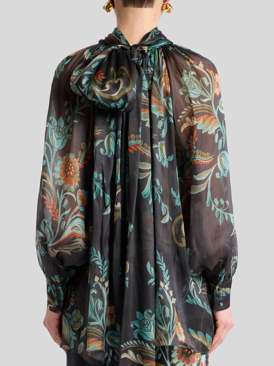 Etro Daffodil-motif High-neck Blouse In Multi