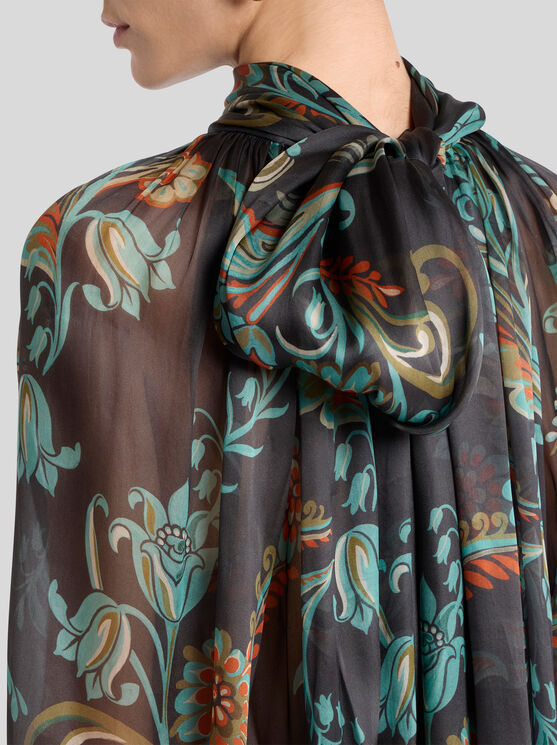 Etro Daffodil-motif High-neck Blouse In Multi