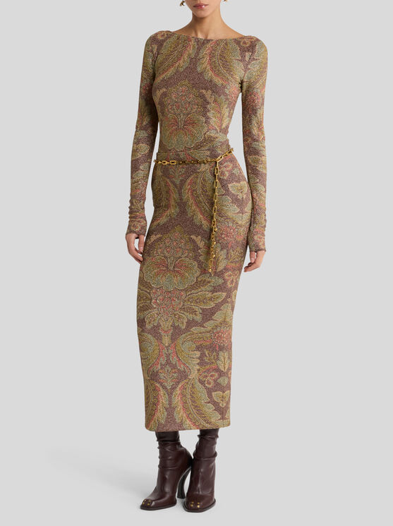 Etro Jersey Sweater With Floral Motif In Brown