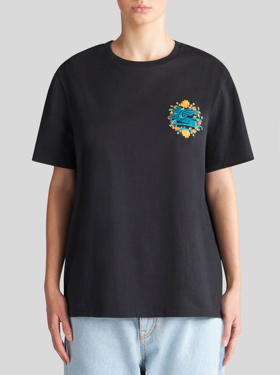 Shop Etro T-shirt With Embroidery In Black