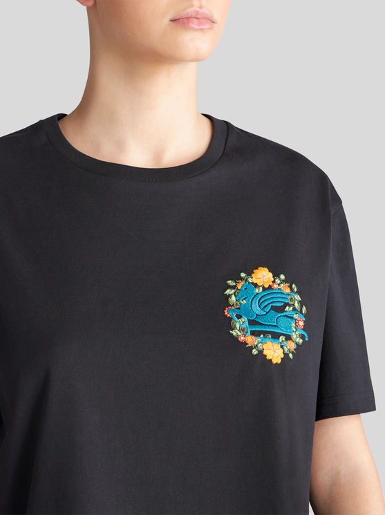 Shop Etro T-shirt With Embroidery In Black